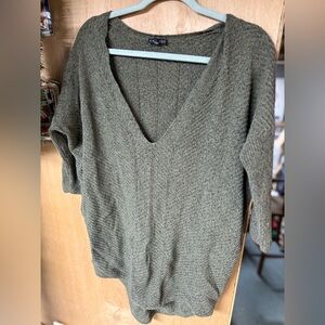 Express Olive V-Neck Sweater for Women